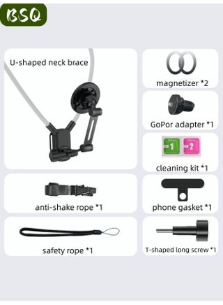 Enhanced Magnetic Neck Phone Holder Full Set Accessories Compatible with GoPro for Outdoor Cycling Hiking Live Streaming First-Person View Shooting - view 2